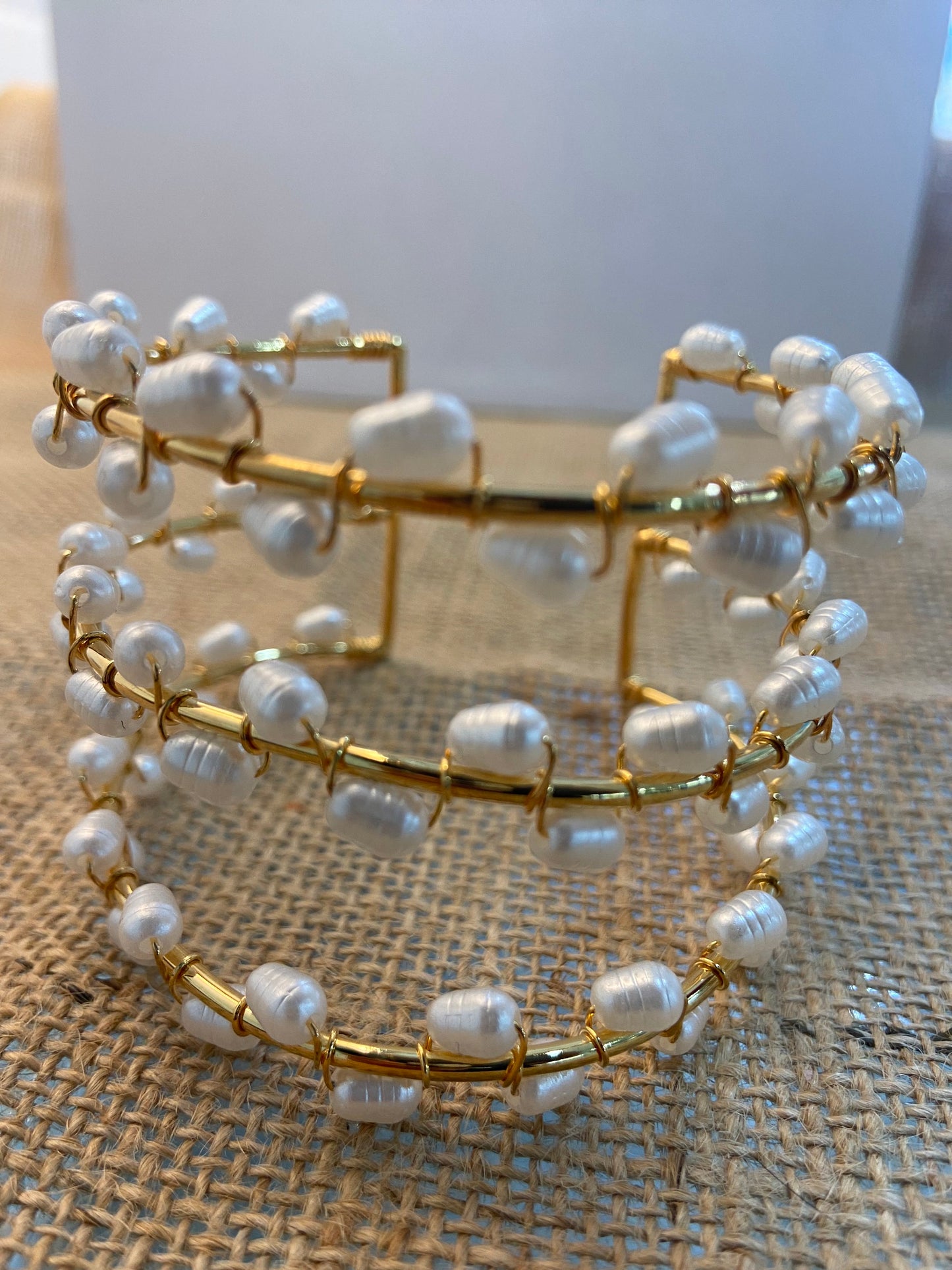 TriLayer Gold & Pearl Bracelet