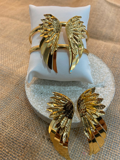 Angel Wings - Set | Gold-Plated Earrings & Bracelet