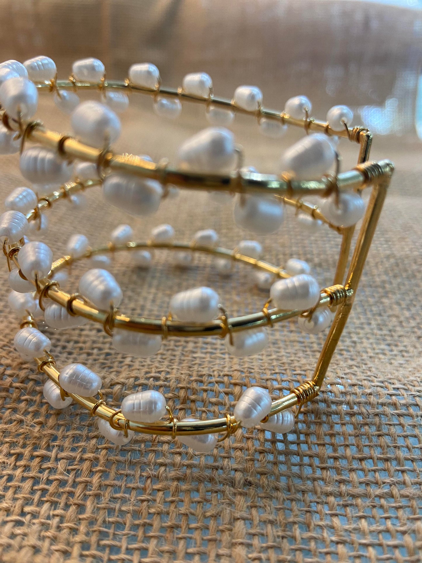 TriLayer Gold & Pearl Bracelet